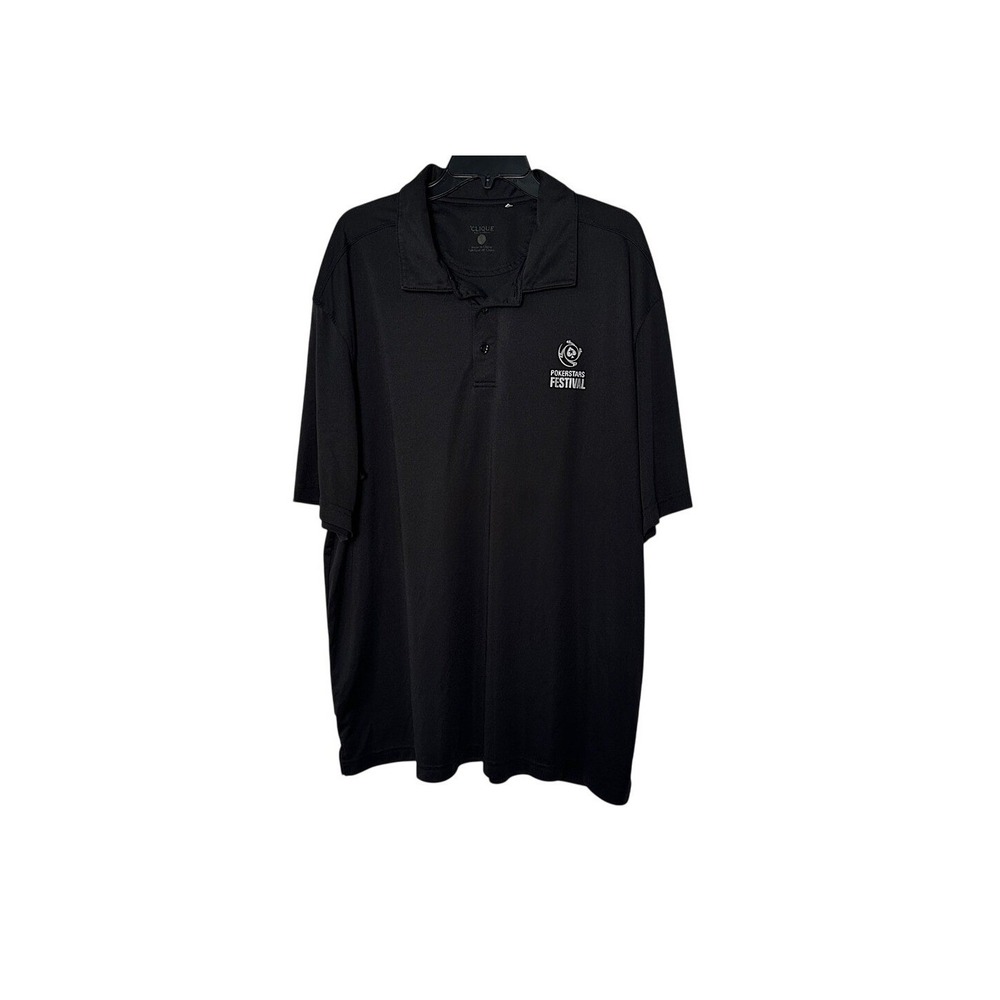 3/$20💥 Clique Poker Stars Festival Men's Stretchy Breathable Black Polo Shirt